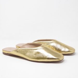 NEW 27 Edit Naturalizer Womens Carla Mule Gold Metallic Leather Flats Size 10M